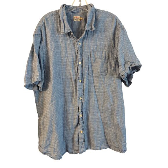 Faherty Other - Faherty Men’s Palma 100% Linen Short Sleeve Button Up Shirt Blue Size XXL